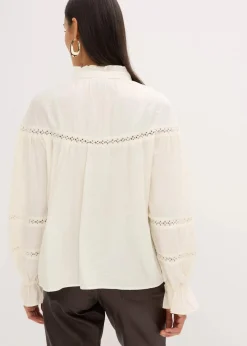 bonprix Blusen & Tuniken|Bekleidung·Jacken & Mäntel^Schlupfbluse aus feinem Viskose-Mix perlweiß