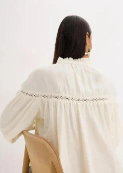 bonprix Blusen & Tuniken|Bekleidung·Jacken & Mäntel^Schlupfbluse aus feinem Viskose-Mix perlweiß