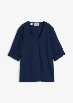 bonprix Bekleidung·Jacken & Mäntel|Blusen & Tuniken^Schlupfbluse aus fließender Viskose dunkelblau