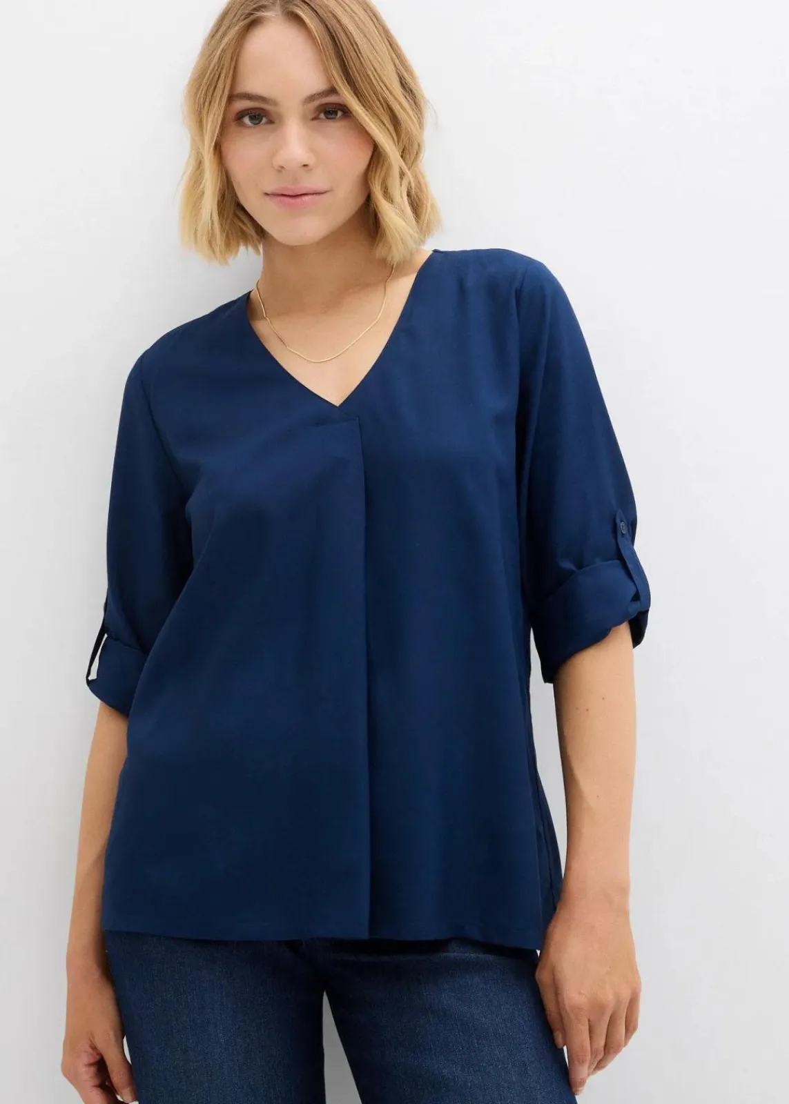 bonprix Bekleidung·Jacken & Mäntel|Blusen & Tuniken^Schlupfbluse aus fließender Viskose dunkelblau