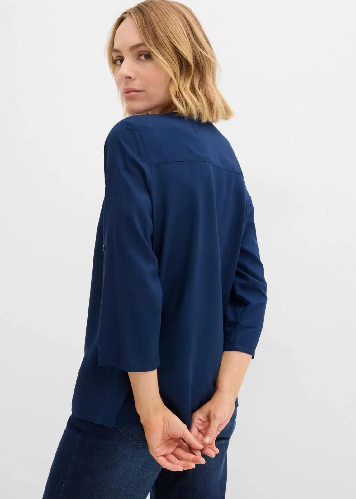bonprix Bekleidung·Jacken & Mäntel|Blusen & Tuniken^Schlupfbluse aus fließender Viskose dunkelblau