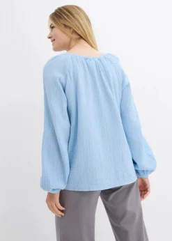 bonprix Blusen & Tuniken|Bekleidung·Jacken & Mäntel^Schlupfbluse aus luftigem Musselin hellblau
