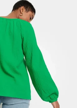 bonprix Blusen & Tuniken|Bekleidung·Jacken & Mäntel^Schlupfbluse aus luftigem Musselin aloegrün