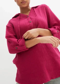 bonprix Bekleidung·Jacken & Mäntel|Blusen & Tuniken^Schlupfbluse aus luftigem Musselin beerenrot