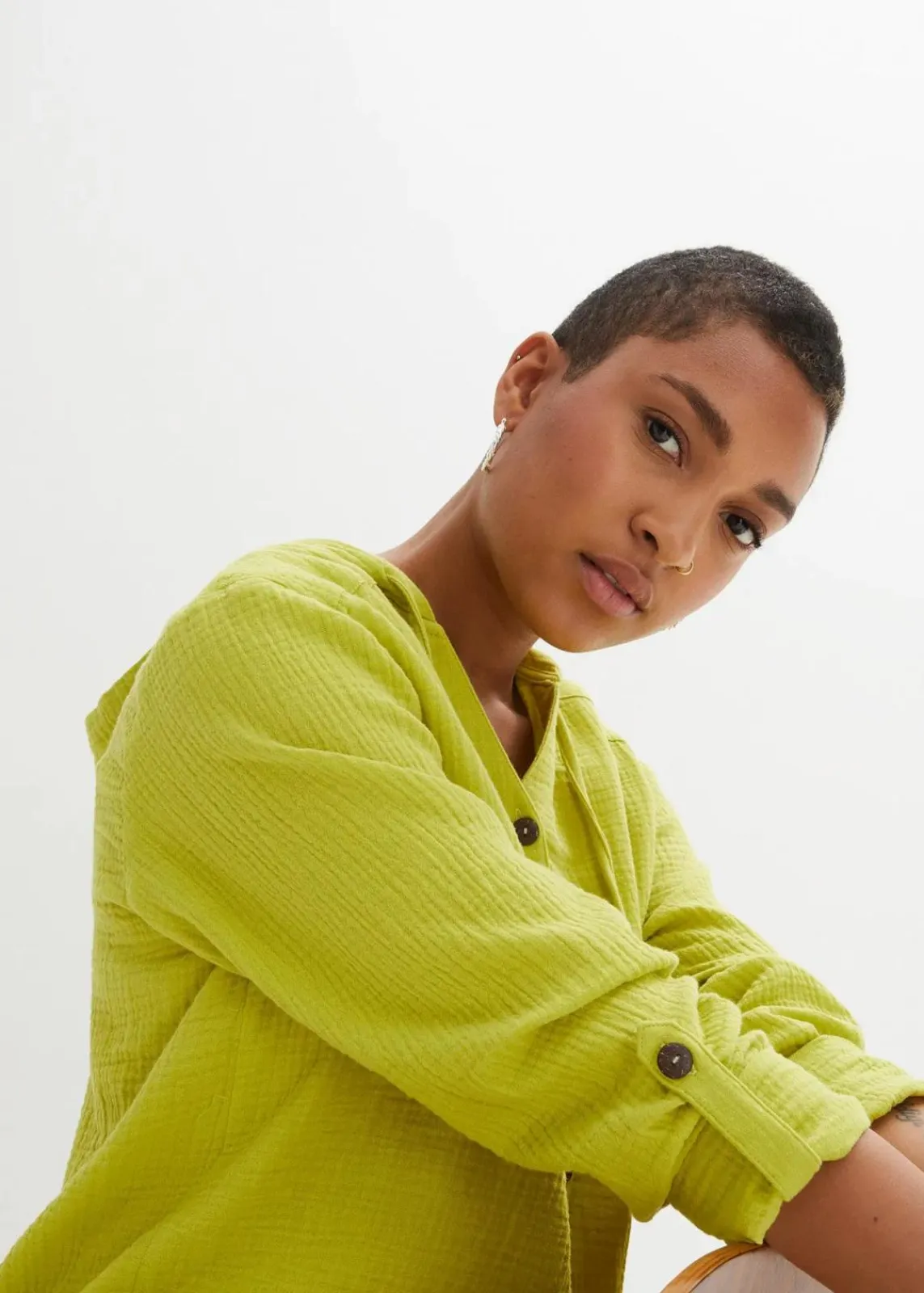 bonprix Blusen & Tuniken|Bekleidung·Jacken & Mäntel^Schlupfbluse aus luftigem Musselin pistazie