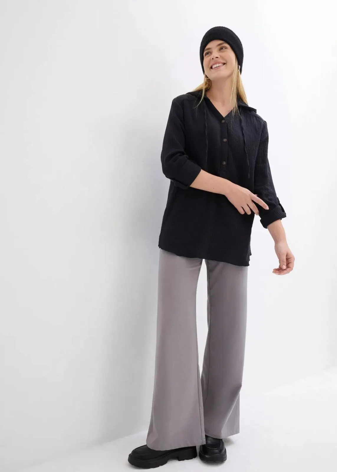 bonprix Blusen & Tuniken|Bekleidung·Jacken & Mäntel^Schlupfbluse aus luftigem Musselin schwarz