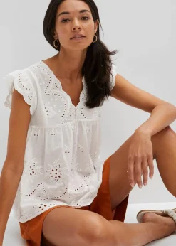 bonprix Bekleidung·Jacken & Mäntel|Blusen & Tuniken^Schlupfbluse aus reiner Baumwolle weiss