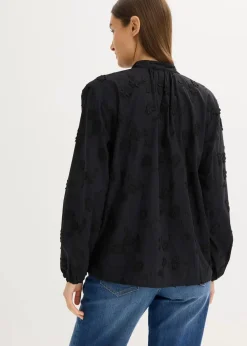 bonprix Blusen & Tuniken|Bekleidung·Jacken & Mäntel^Schlupfbluse aus reiner Baumwolle schwarz