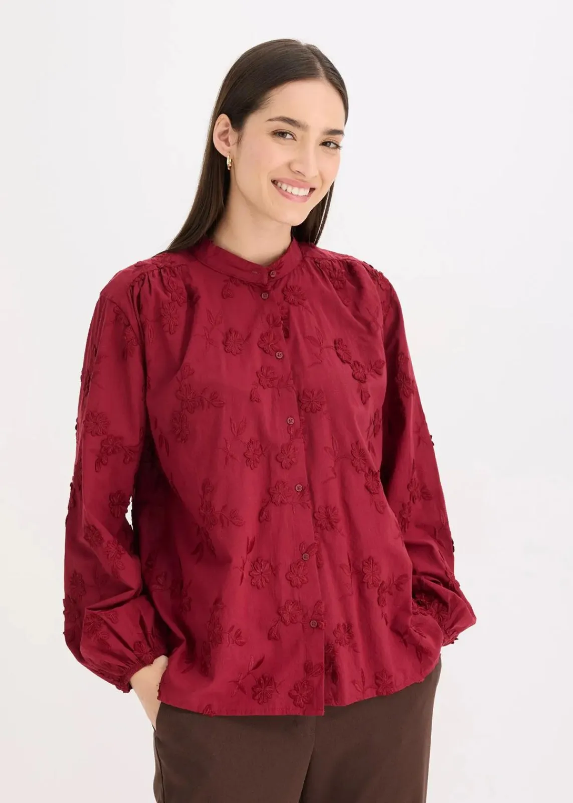 bonprix Bekleidung·Jacken & Mäntel|Blusen & Tuniken^Schlupfbluse aus reiner Baumwolle pflaumenrot