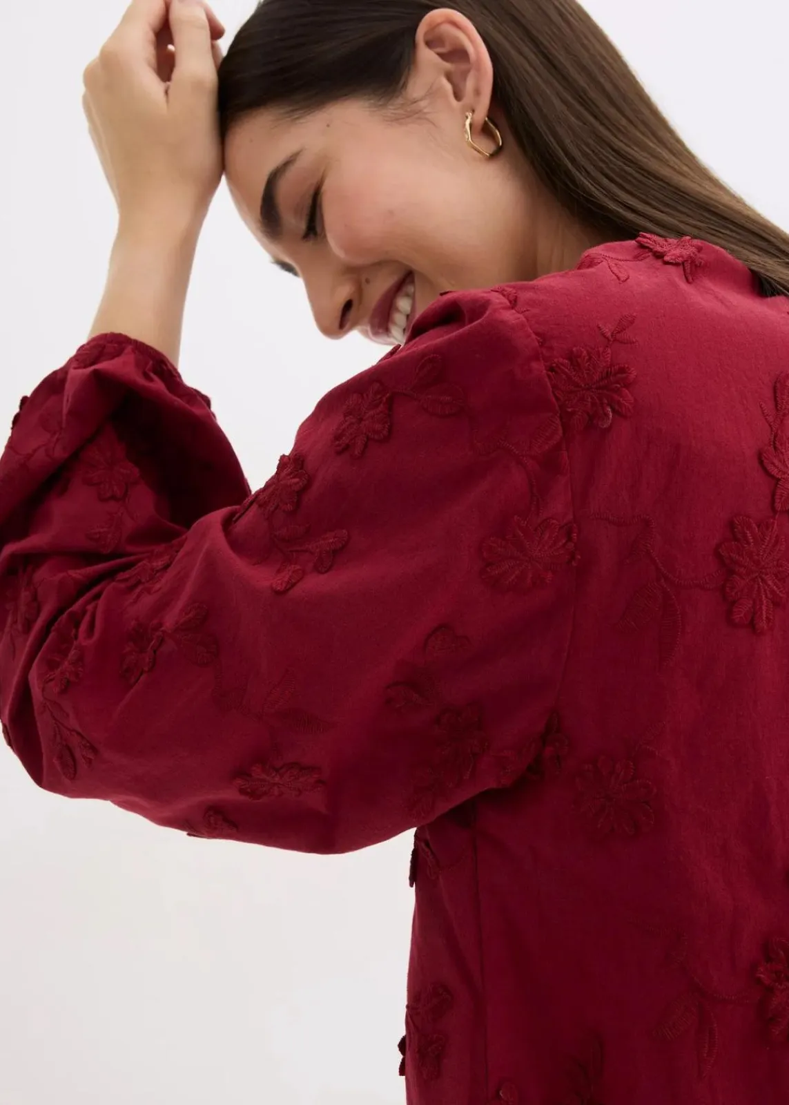 bonprix Bekleidung·Jacken & Mäntel|Blusen & Tuniken^Schlupfbluse aus reiner Baumwolle pflaumenrot