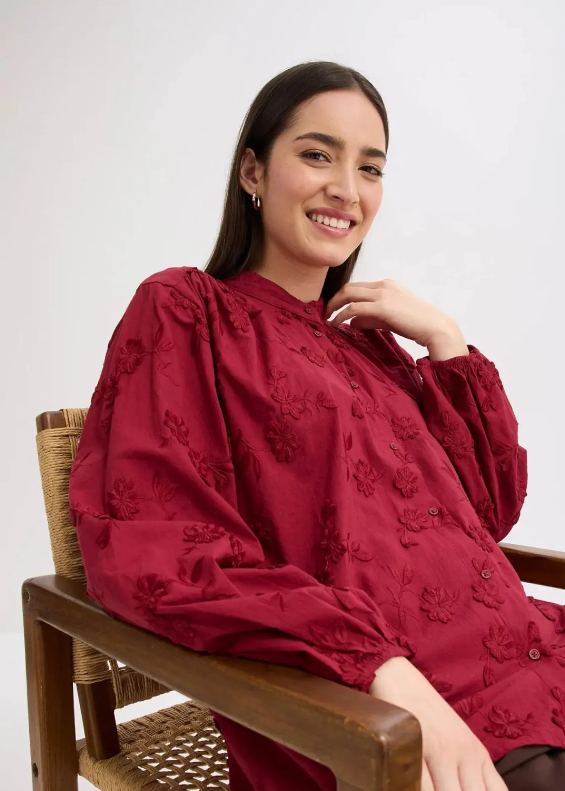 bonprix Bekleidung·Jacken & Mäntel|Blusen & Tuniken^Schlupfbluse aus reiner Baumwolle pflaumenrot