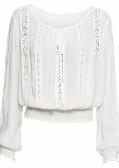 bonprix Nachhaltigere Materialien|Blusen & Tuniken^Schlupfbluse aus softer Viskose wollweiß