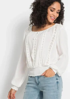 bonprix Nachhaltigere Materialien|Blusen & Tuniken^Schlupfbluse aus softer Viskose wollweiß