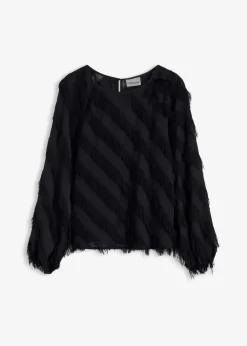 bonprix Blusen & Tuniken^Schlupfbluse mit Fransen-Details schwarz