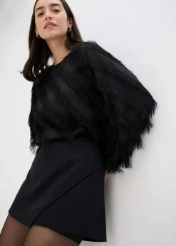 bonprix Blusen & Tuniken^Schlupfbluse mit Fransen-Details schwarz