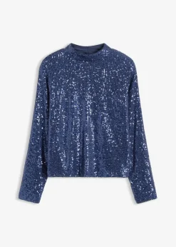 bonprix Blusen & Tuniken|Bekleidung·Jacken & Mäntel^Schlupfbluse mit Pailletten dunkelblau