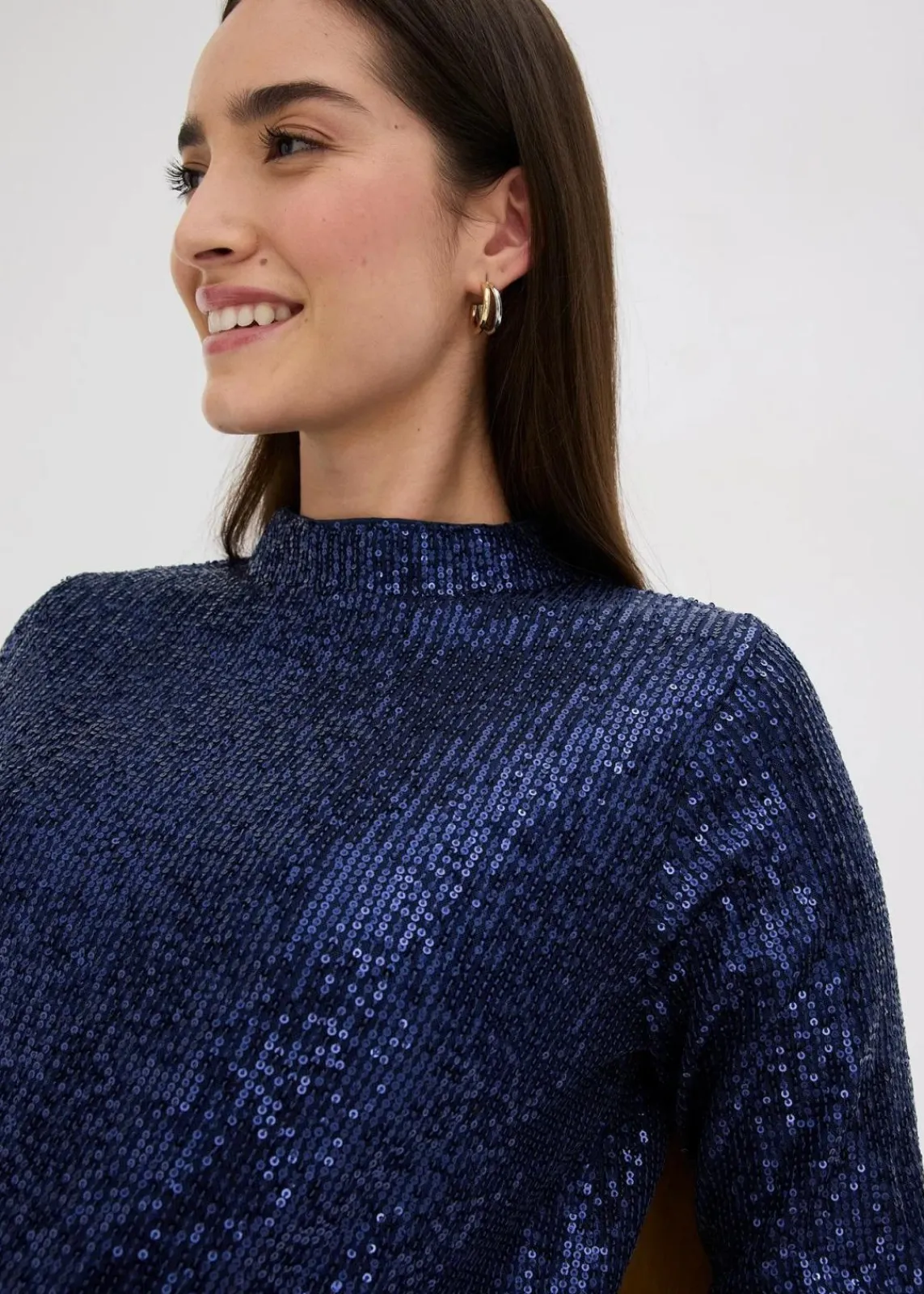 bonprix Blusen & Tuniken|Bekleidung·Jacken & Mäntel^Schlupfbluse mit Pailletten dunkelblau