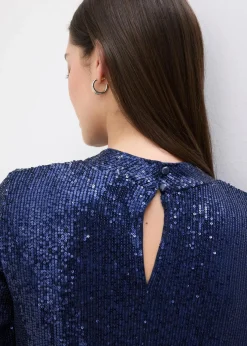 bonprix Blusen & Tuniken|Bekleidung·Jacken & Mäntel^Schlupfbluse mit Pailletten dunkelblau
