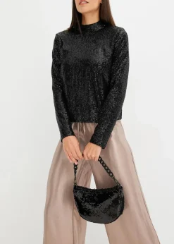bonprix Blusen & Tuniken|Bekleidung·Jacken & Mäntel^Schlupfbluse mit Pailletten schwarz