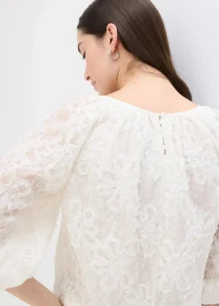 bonprix Blusen & Tuniken|Bekleidung·Jacken & Mäntel^Schlupfbluse mit strukturiertem Blumen-Muster creme