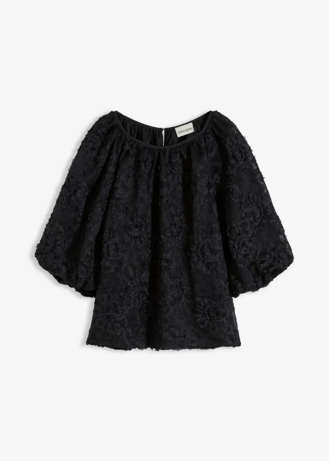 bonprix Bekleidung·Jacken & Mäntel|Blusen & Tuniken^Schlupfbluse mit strukturiertem Blumen-Muster schwarz
