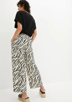 bonprix Bekleidung·Kleider|Hosen^Schlupfhose natur/schwarz zebra bedruckt
