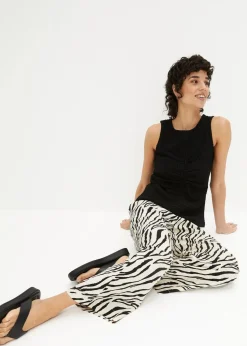 bonprix Bekleidung·Kleider|Hosen^Schlupfhose natur/schwarz zebra bedruckt