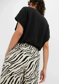 bonprix Bekleidung·Kleider|Hosen^Schlupfhose natur/schwarz zebra bedruckt