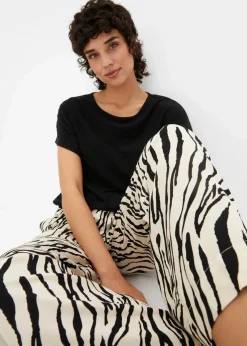 bonprix Bekleidung·Kleider|Hosen^Schlupfhose natur/schwarz zebra bedruckt