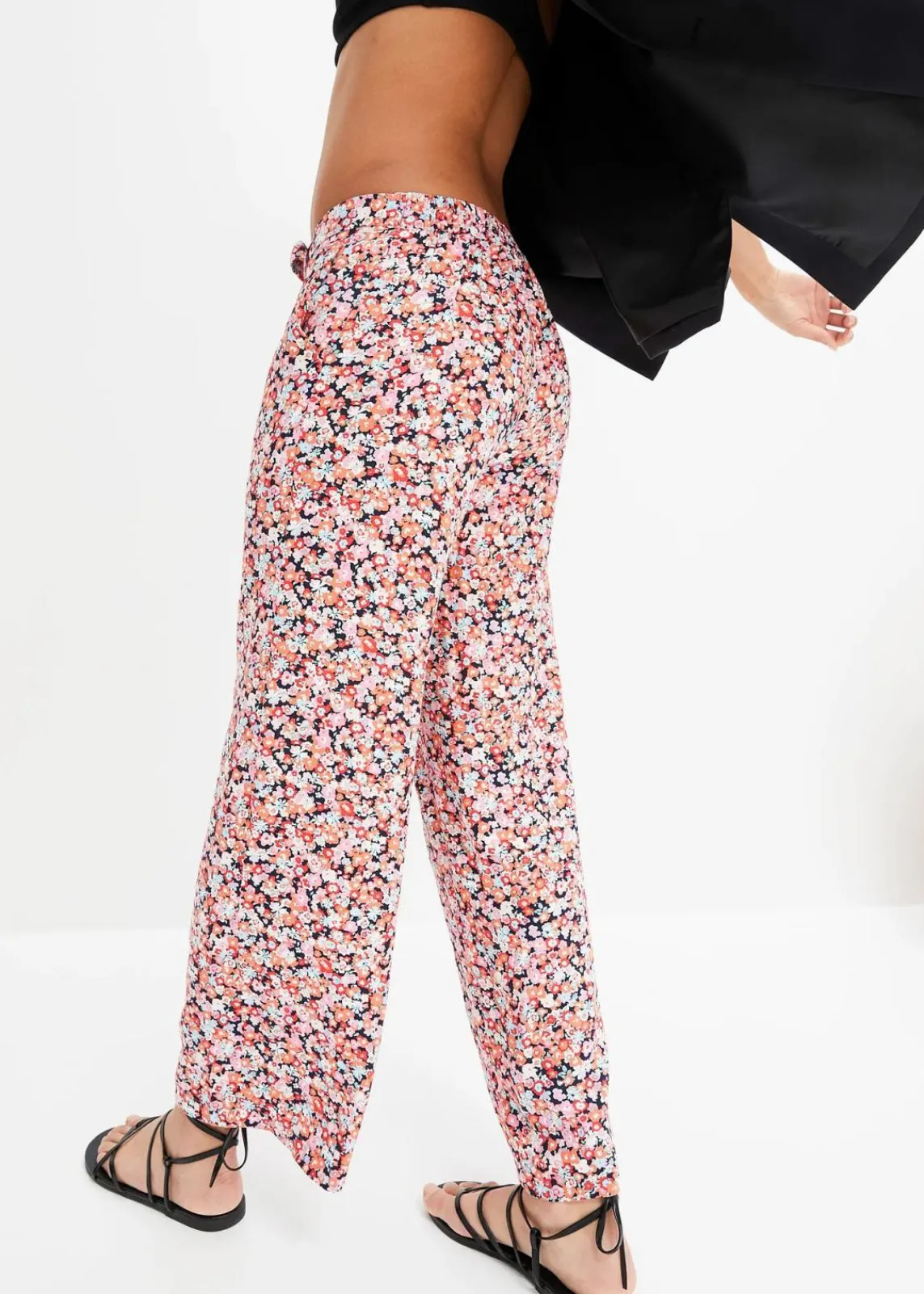 bonprix Bekleidung·Kleider|Hosen^Schlupfhose aus reiner Viskose orange/mint floral