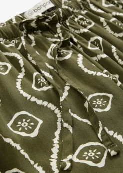 bonprix Bekleidung·Kleider|Hosen^Schlupfhose aus fließender Viskose dunkeloliv bedruckt