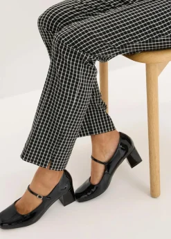 bonprix Hosen|Bekleidung·Kleider^Schlupfhose aus Bengalin schwarz/wollweiß kariert