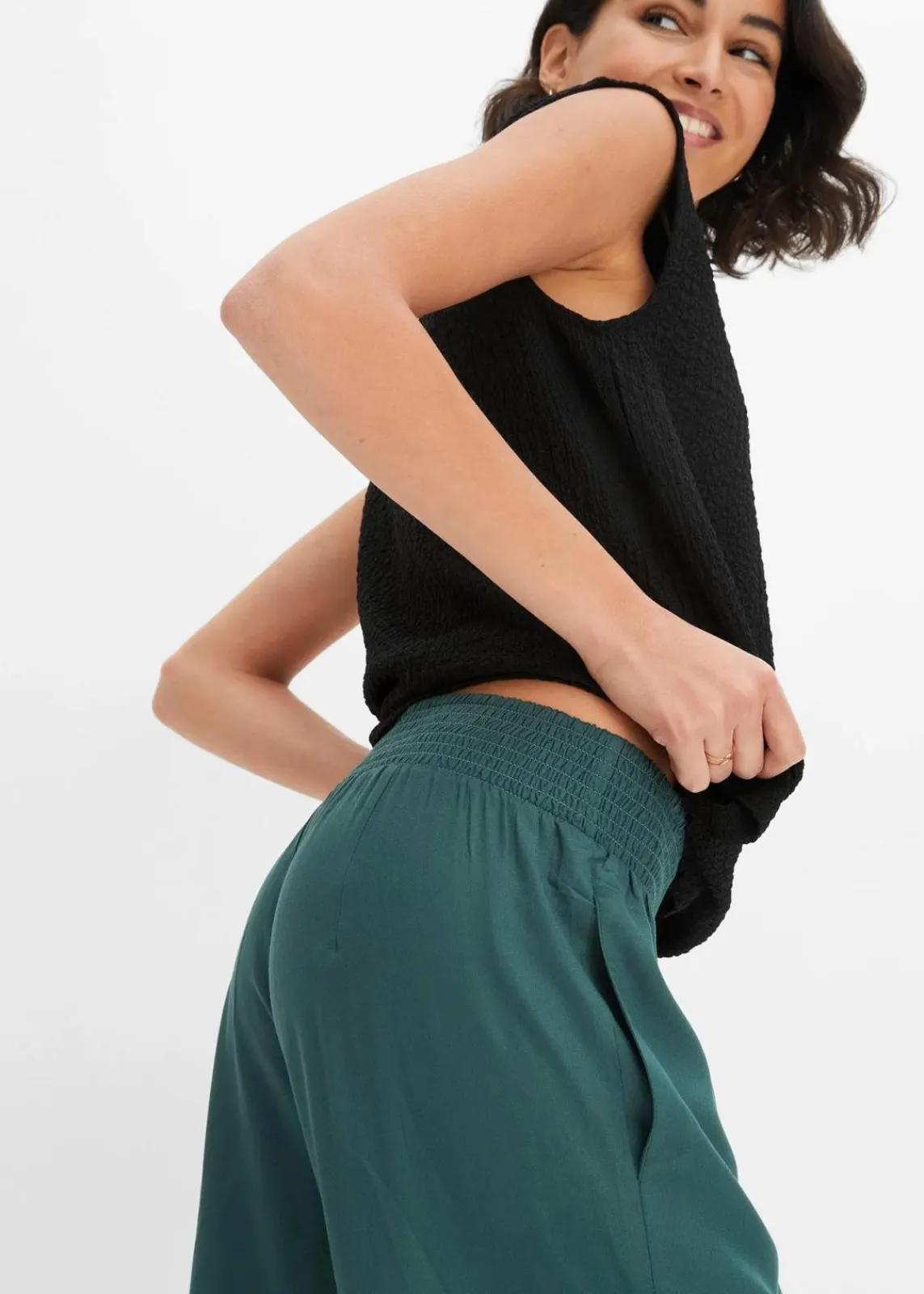 bonprix Bekleidung·Kleider|Hosen^Schlupfhose aus fließender Viskos-Crêpe mattgrün