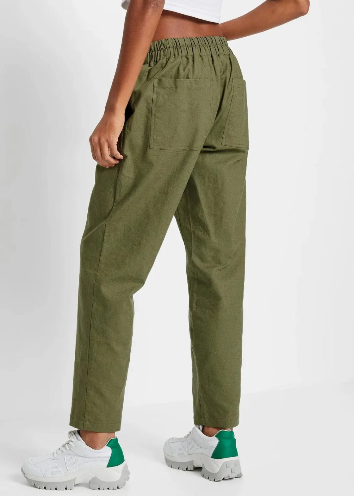 bonprix Hosen^Schlupfhose aus luftigem Leinen-Mix oliv