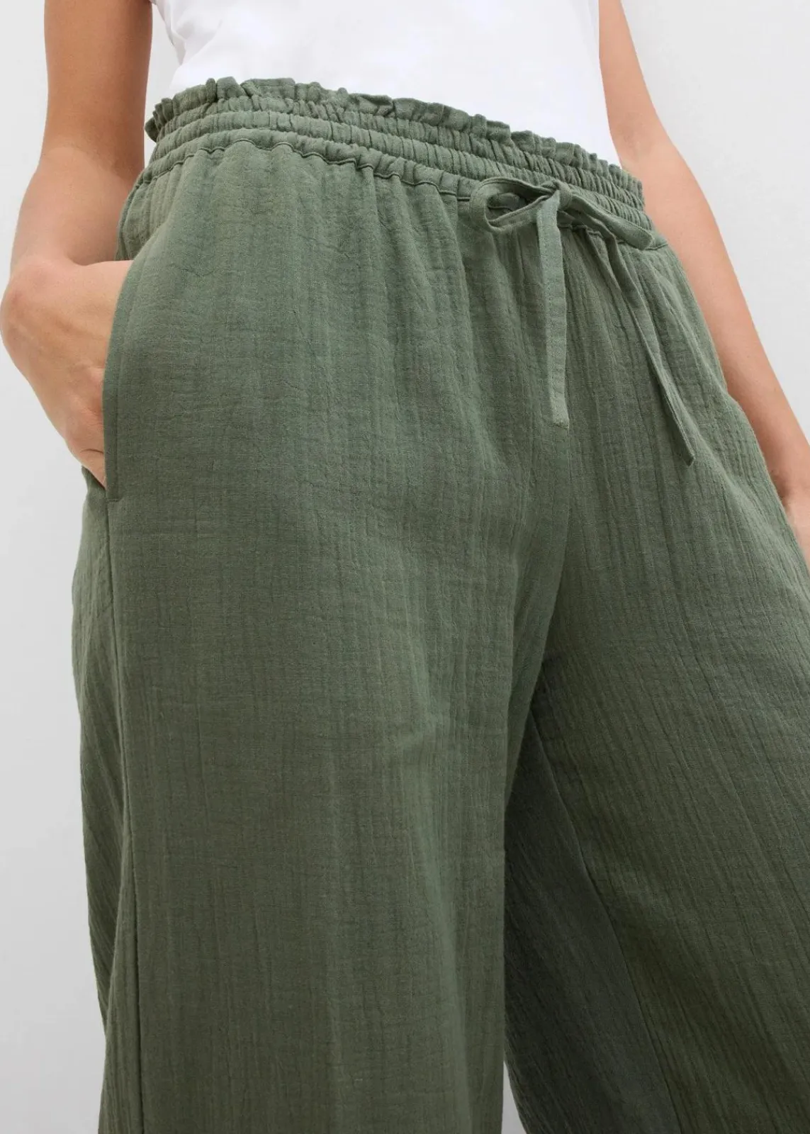 bonprix Hosen|Zweiteiler & Sets^Schlupfhose aus luftigem Musselin schlammgrün