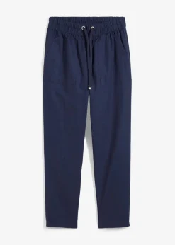 bonprix Hosen^Schlupfhose aus luftigem Leinen-Mix dunkelblau