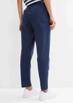 bonprix Hosen^Schlupfhose aus luftigem Leinen-Mix dunkelblau
