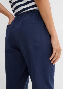 bonprix Hosen^Schlupfhose aus luftigem Leinen-Mix dunkelblau