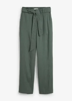 bonprix Hosen^Schlupfhose aus luftigem Leinen-Viskose-Mix eukalyptusgrün