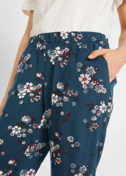 bonprix Bekleidung·Kleider|Hosen^Schlupfhose aus nachhaltiger Viskose dunkelblau geblümt