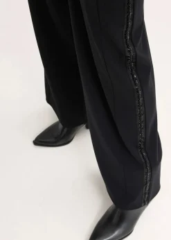 bonprix Bekleidung·Kleider|Hosen^Schlupfhose aus Punto di Roma mit Glitzersteinchen schwarz