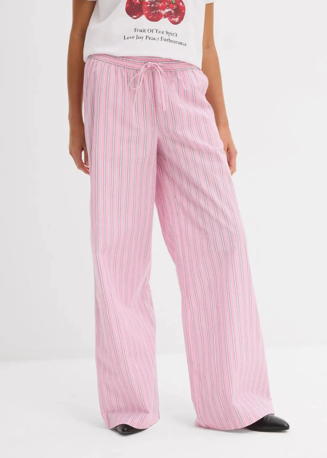 bonprix Bekleidung·Kleider|Hosen^Schlupfhose aus reiner Baumwolle rosa/weiß gestreift