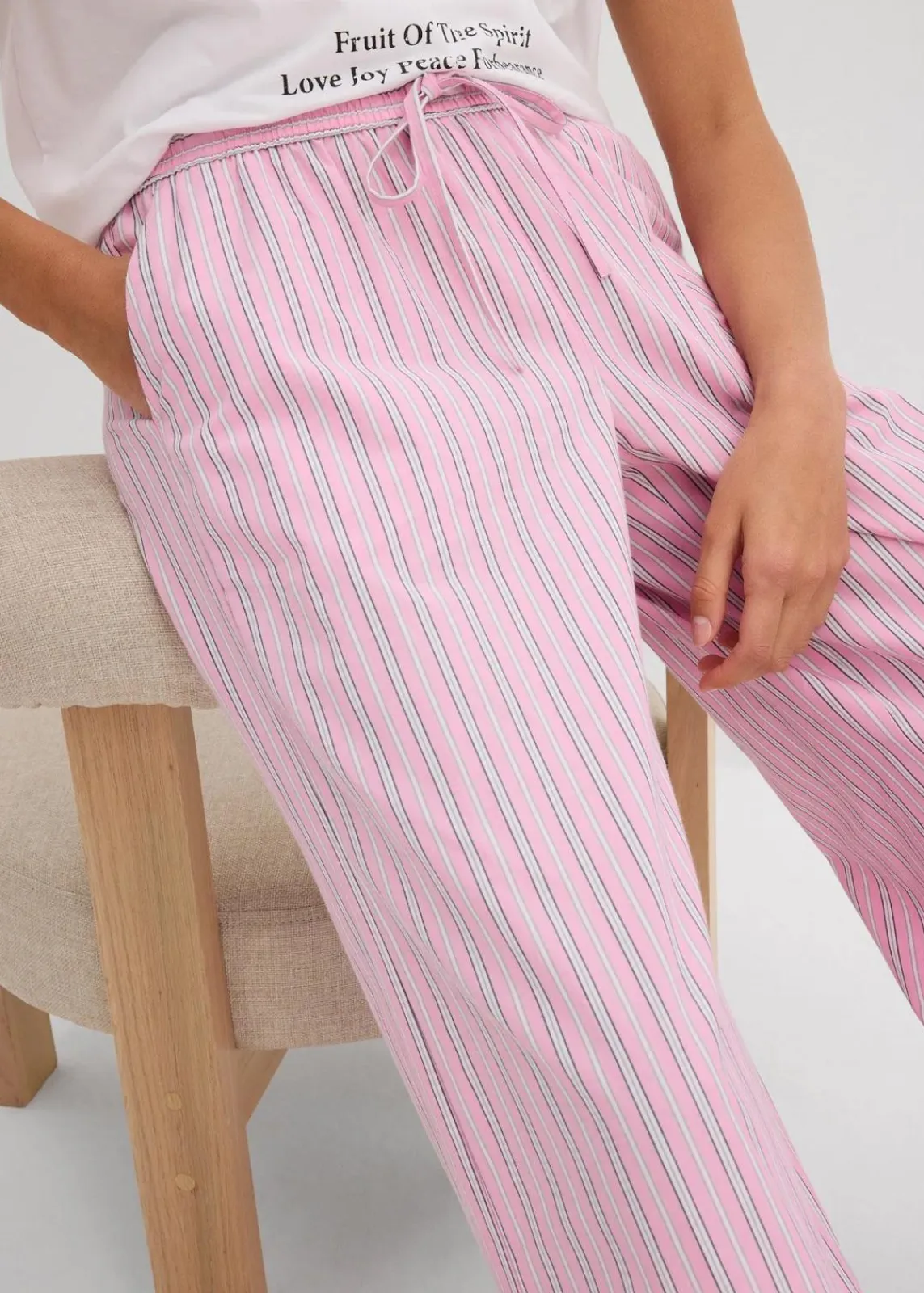 bonprix Bekleidung·Kleider|Hosen^Schlupfhose aus reiner Baumwolle rosa/weiß gestreift