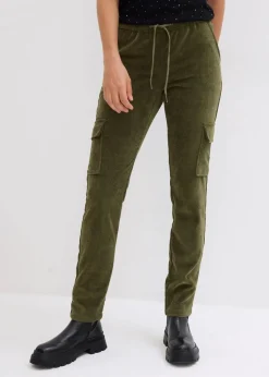 bonprix Bekleidung·Kleider|Hosen^Schlupfhose aus Samt-Cord dunkeloliv