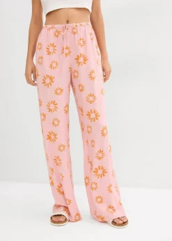 bonprix Bekleidung·Kleider|Hosen^Schlupfhose aus softer Viskose aschrosa/sonnenbraun geblümt