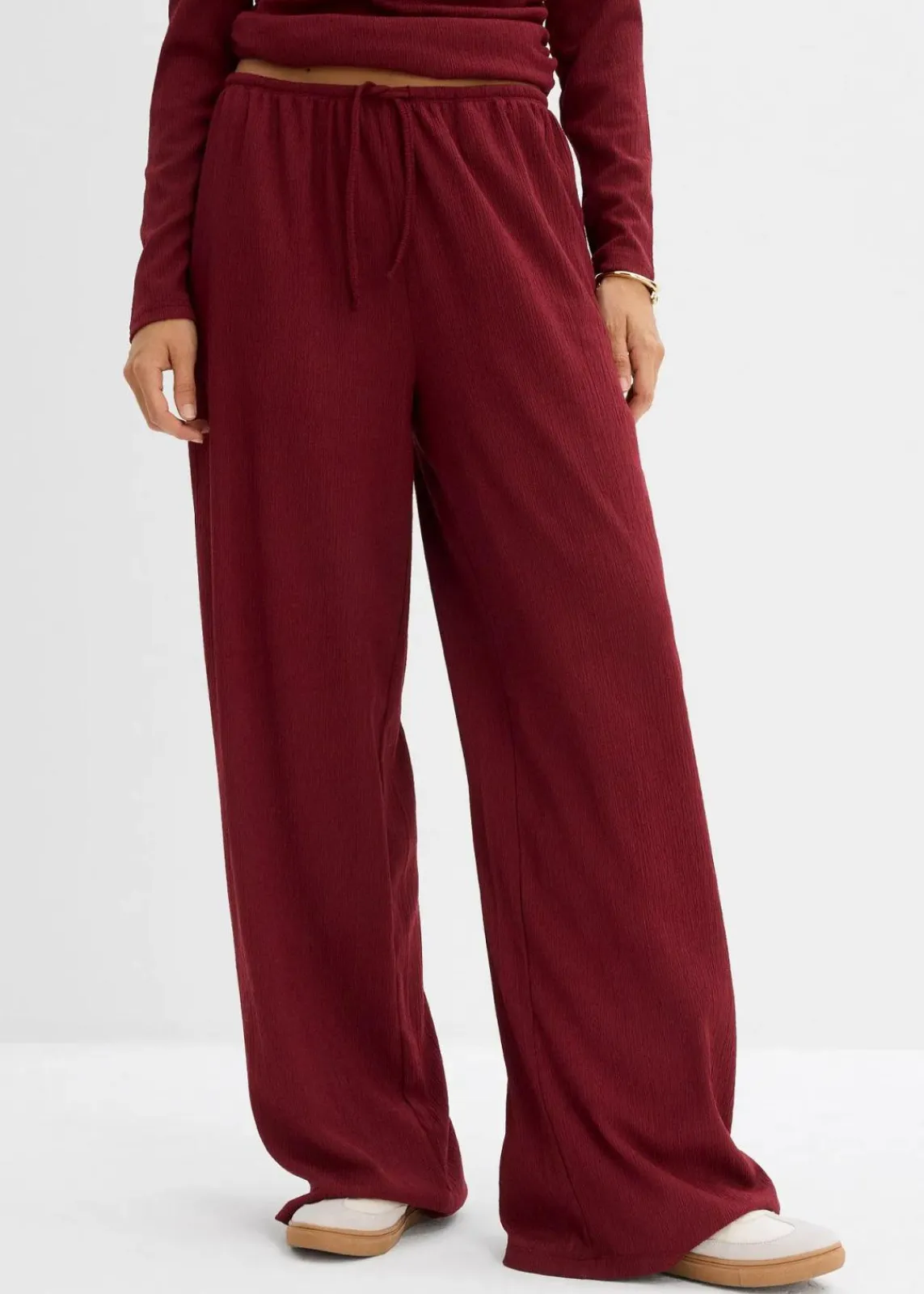 bonprix Zweiteiler & Sets|Hosen^Schlupfhose aus strukturiertem Crêpe rubinrot