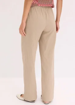 bonprix Hosen^Schlupfhose aus strukturiertem Crinkle beige