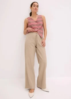 bonprix Hosen^Schlupfhose aus strukturiertem Crinkle beige