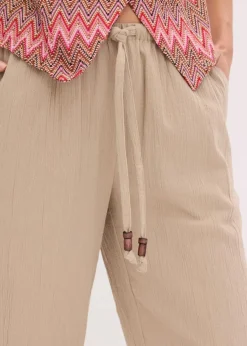 bonprix Hosen^Schlupfhose aus strukturiertem Crinkle beige