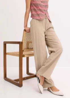 bonprix Hosen^Schlupfhose aus strukturiertem Crinkle beige